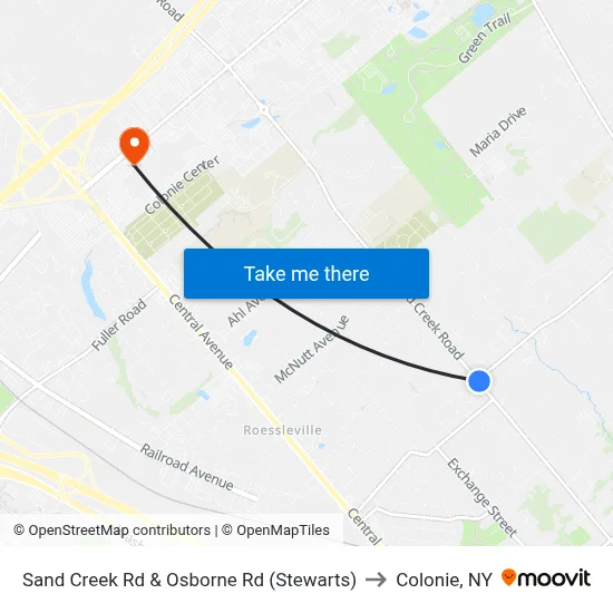 Sand Creek Rd & Osborne Rd (Stewarts) to Colonie, NY map