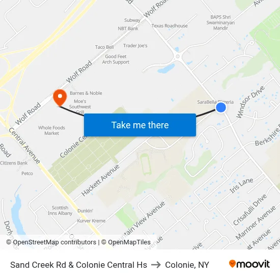 Sand Creek Rd & Colonie Central Hs to Colonie, NY map