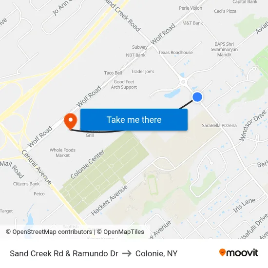 Sand Creek Rd & Ramundo Dr to Colonie, NY map