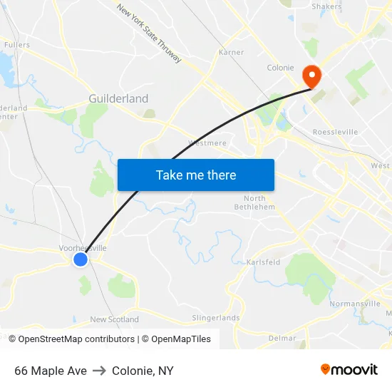 66 Maple Ave to Colonie, NY map
