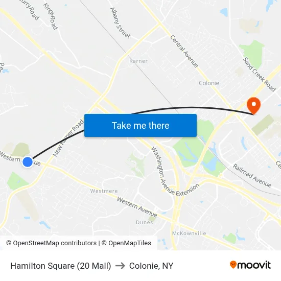 Hamilton Square (20 Mall) to Colonie, NY map