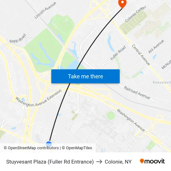 Stuyvesant Plaza (Fuller Rd Entrance) to Colonie, NY map