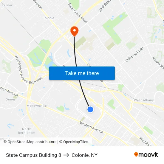 State Campus Building 8 to Colonie, NY map