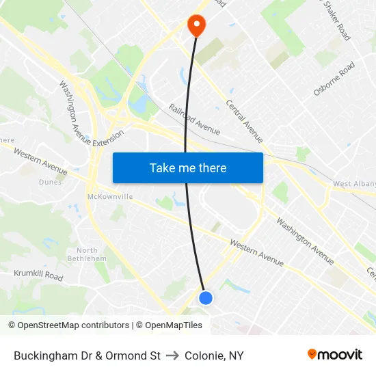 Buckingham Dr & Ormond St to Colonie, NY map