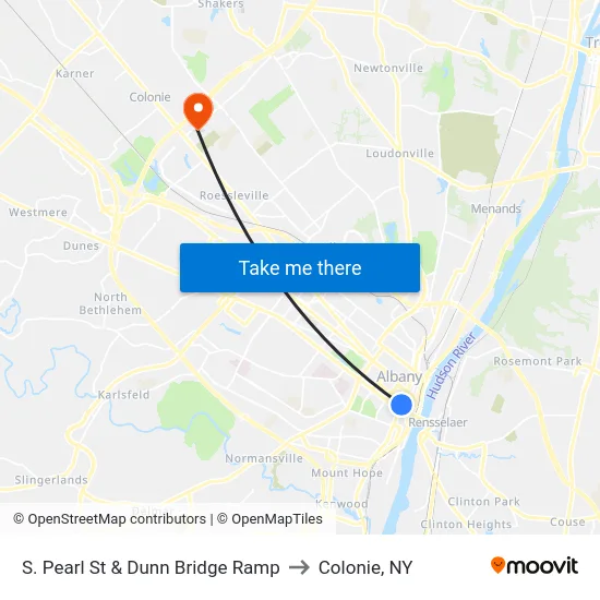 S. Pearl St & Dunn Bridge Ramp to Colonie, NY map