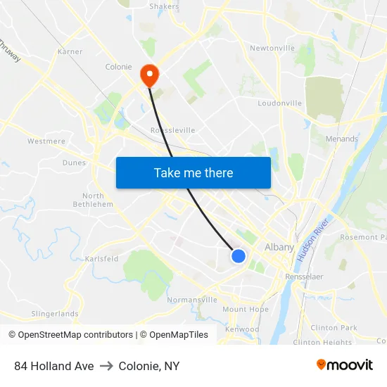 84 Holland Ave to Colonie, NY map