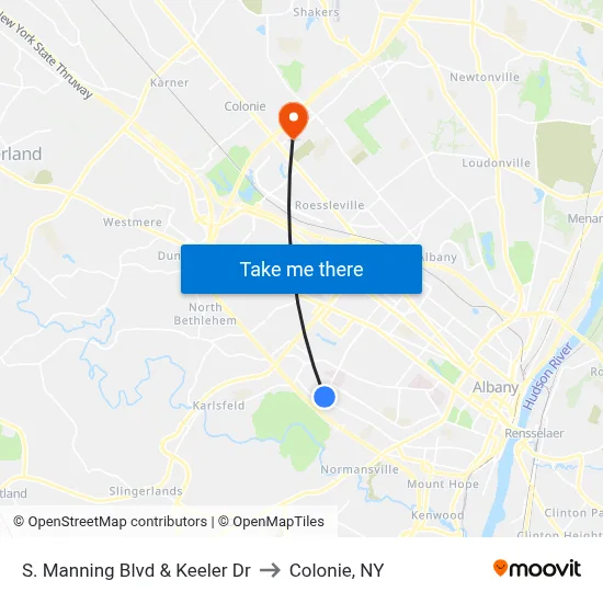S. Manning Blvd & Keeler Dr to Colonie, NY map