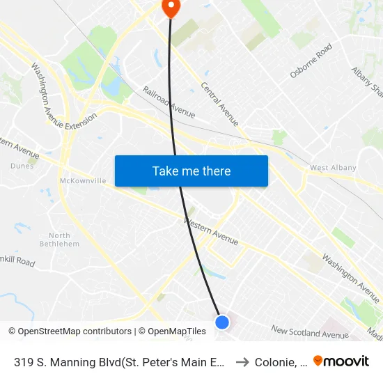 319 S. Manning Blvd(St. Peter's Main Entrance) to Colonie, NY map