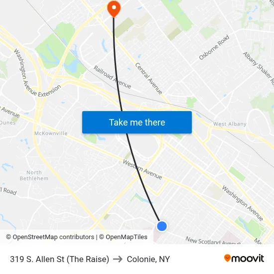 319 S. Allen St (The Raise) to Colonie, NY map