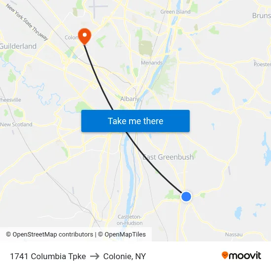 1741 Columbia Tpke to Colonie, NY map