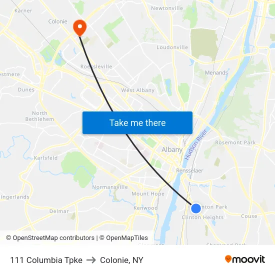 111 Columbia Tpke to Colonie, NY map