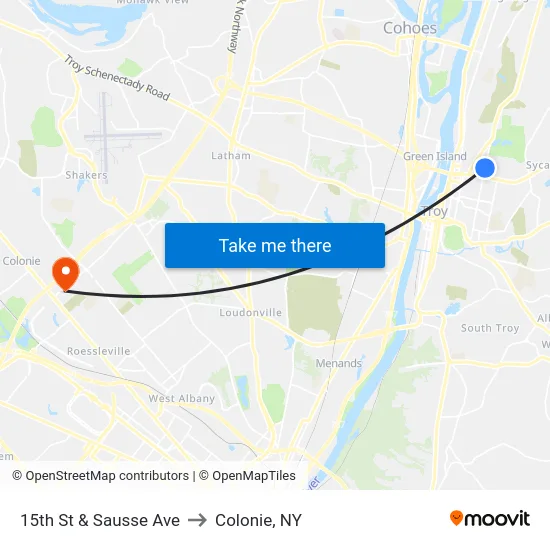 15th St & Sausse Ave to Colonie, NY map