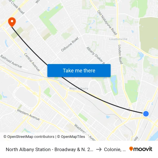 North Albany Station - Broadway & N. 2nd St to Colonie, NY map