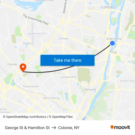 George St & Hamilton St to Colonie, NY map