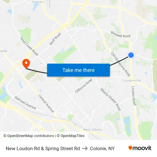 New Loudon Rd & Spring Street Rd to Colonie, NY map