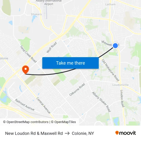 New Loudon Rd & Maxwell Rd to Colonie, NY map