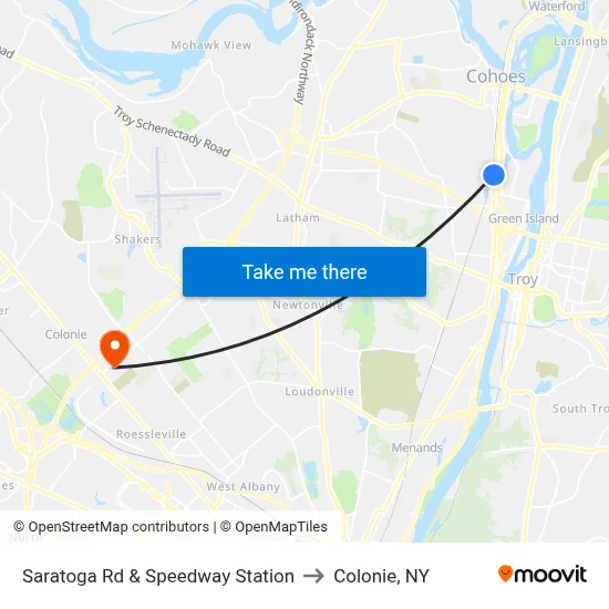 Saratoga Rd & Speedway Station to Colonie, NY map