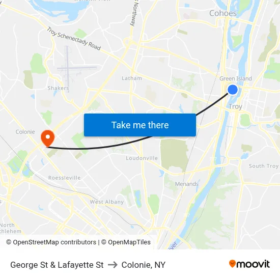 George St & Lafayette St to Colonie, NY map