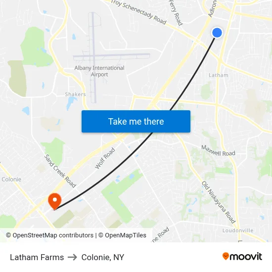Latham Farms to Colonie, NY map
