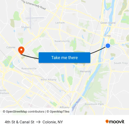4th St & Canal St to Colonie, NY map