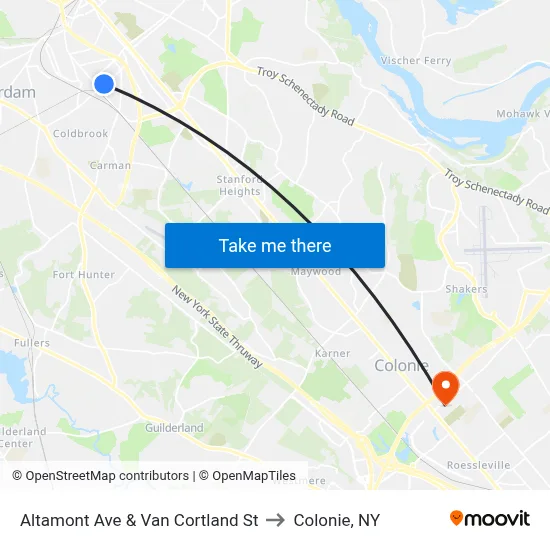 Altamont Ave & Van Cortland St to Colonie, NY map