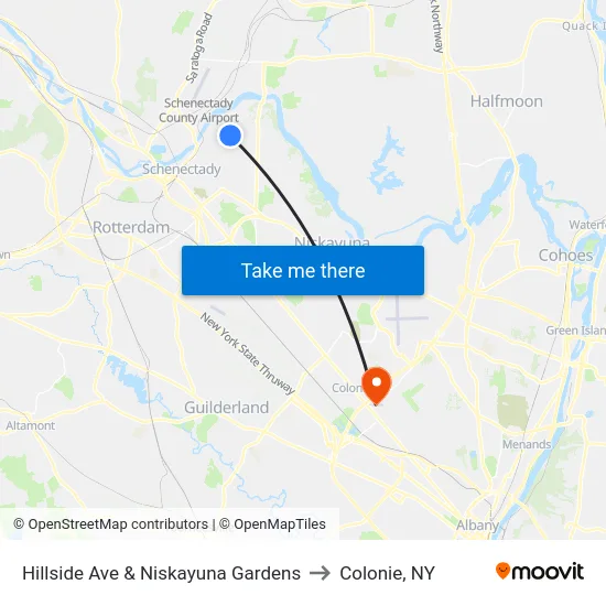 Hillside Ave & Niskayuna Gardens to Colonie, NY map