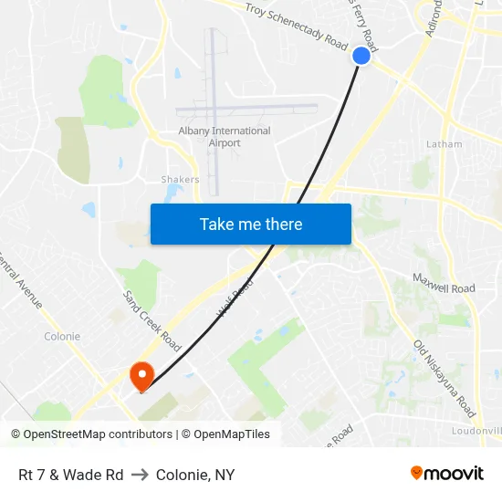 Rt 7 & Wade Rd to Colonie, NY map