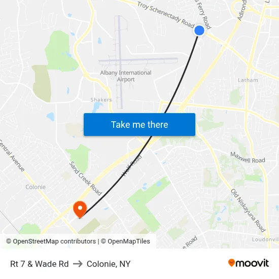 Rt 7 & Wade Rd to Colonie, NY map