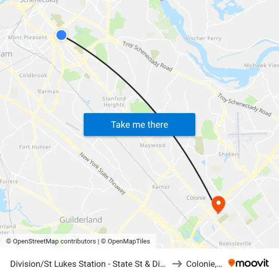 Division/St Lukes Station - State St & Division St to Colonie, NY map
