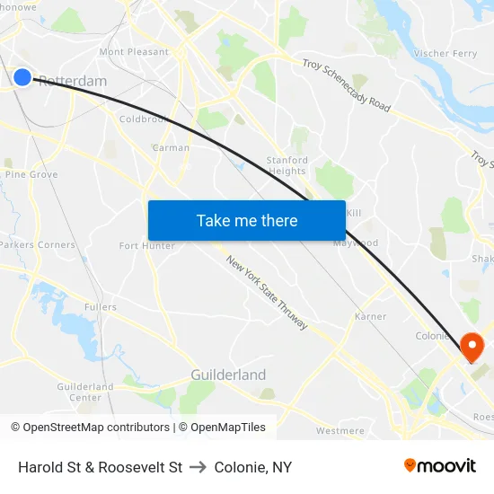 Harold St & Roosevelt St to Colonie, NY map