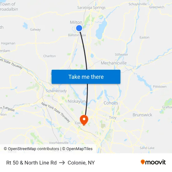 Rt 50 & North Line Rd to Colonie, NY map