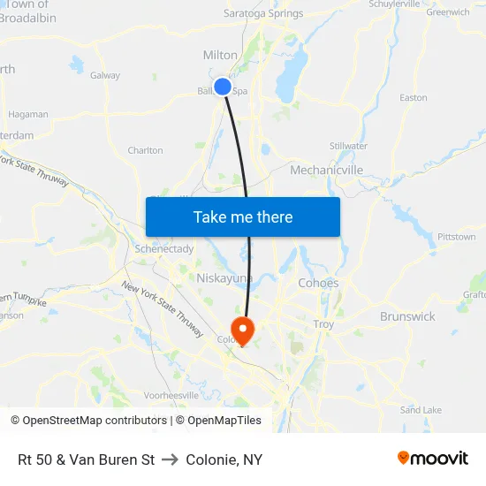 Rt 50 & Van Buren St to Colonie, NY map