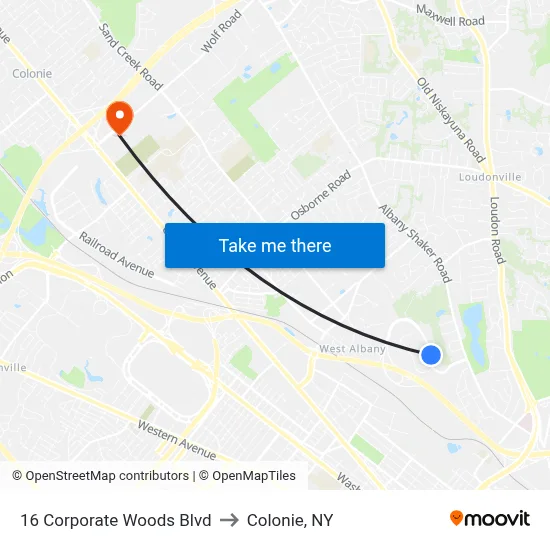 16 Corporate Woods Blvd to Colonie, NY map