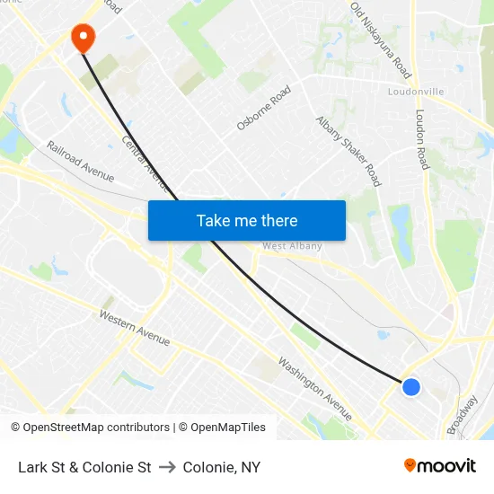 Lark St & Colonie St to Colonie, NY map