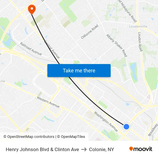 Henry Johnson Blvd & Clinton Ave to Colonie, NY map