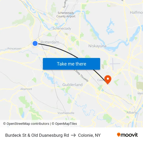 Burdeck St & Old Duanesburg Rd to Colonie, NY map