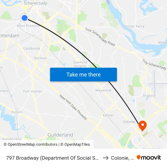 797 Broadway  (Department Of Social Services) to Colonie, NY map