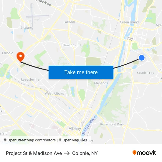 Project St & Madison Ave to Colonie, NY map