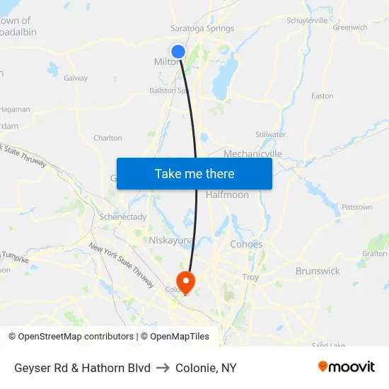 Geyser Rd & Hathorn Blvd to Colonie, NY map
