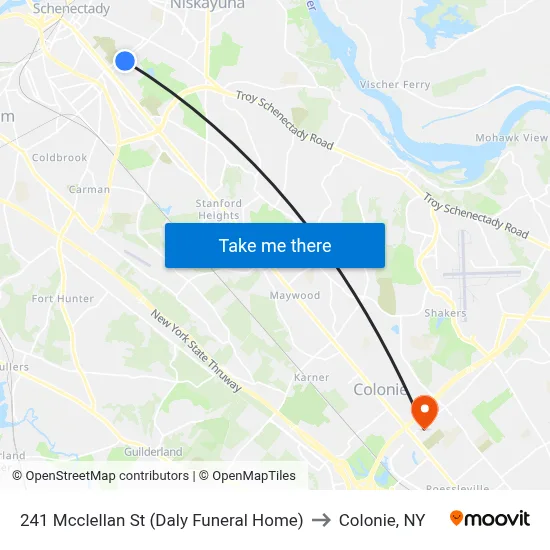 241 Mcclellan St (Daly Funeral Home) to Colonie, NY map