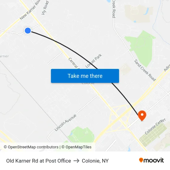 Old Karner Rd at Post Office to Colonie, NY map