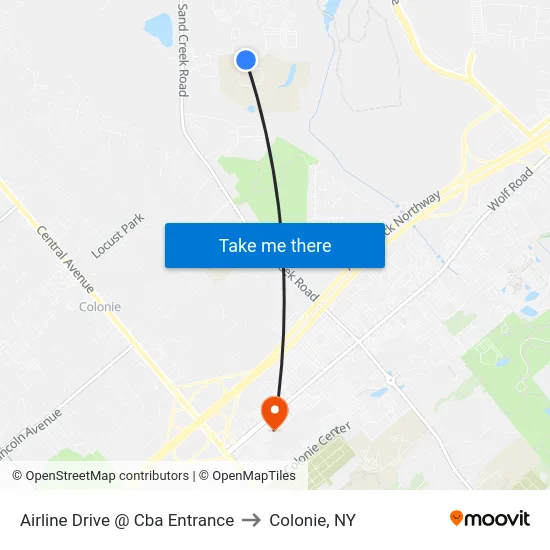 Airline Drive @ Cba Entrance to Colonie, NY map