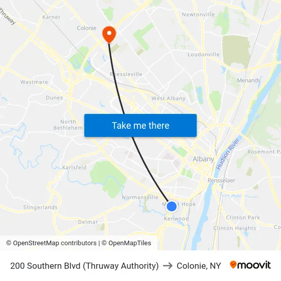 200 Southern Blvd (Thruway Authority) to Colonie, NY map