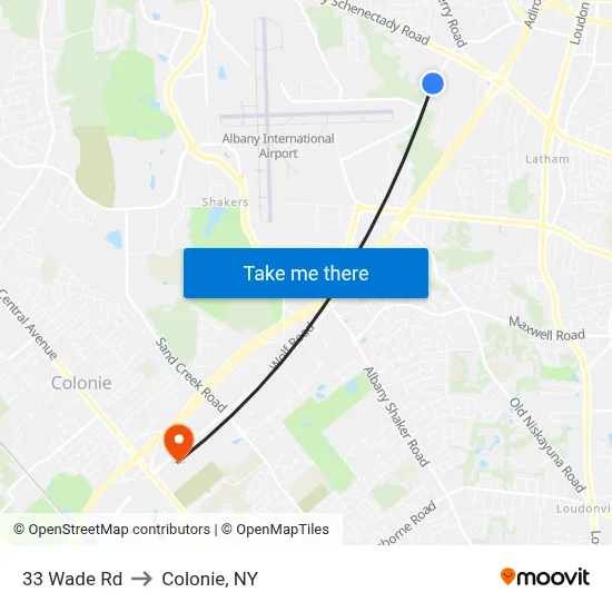 33 Wade Rd to Colonie, NY map