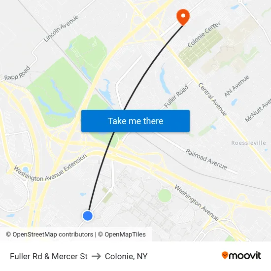 Fuller Rd & Mercer St to Colonie, NY map