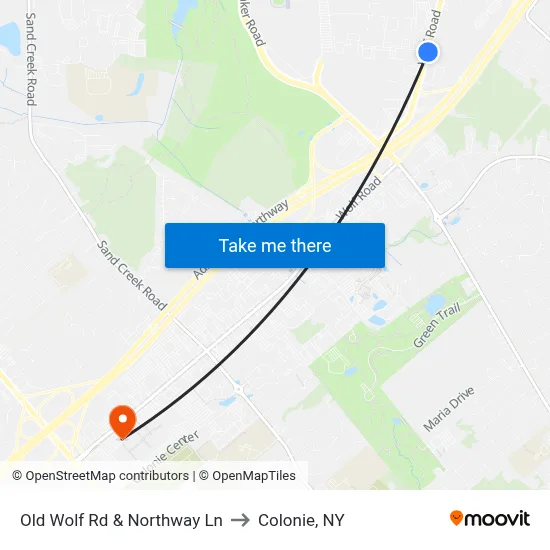 Old Wolf Rd & Northway Ln to Colonie, NY map