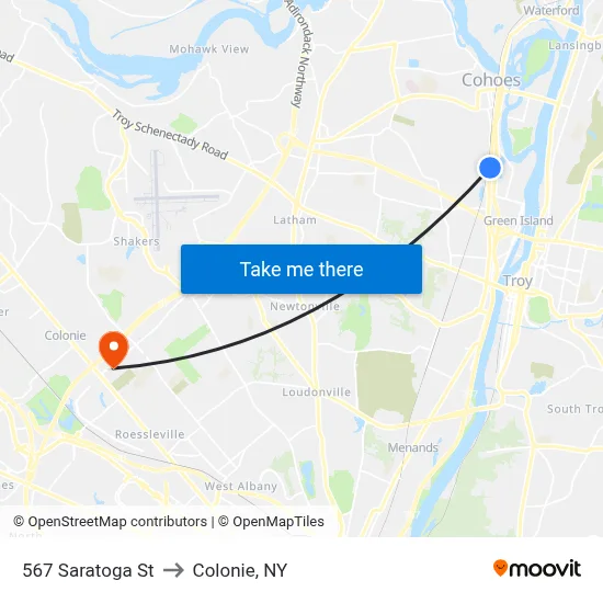 567 Saratoga St to Colonie, NY map