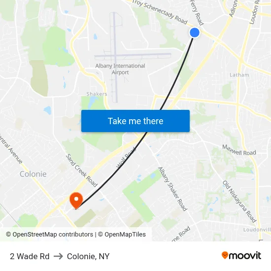 2 Wade Rd to Colonie, NY map