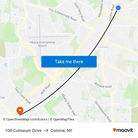 100 Coliseum Drive to Colonie, NY map