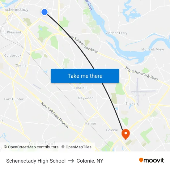 Schenectady High School to Colonie, NY map